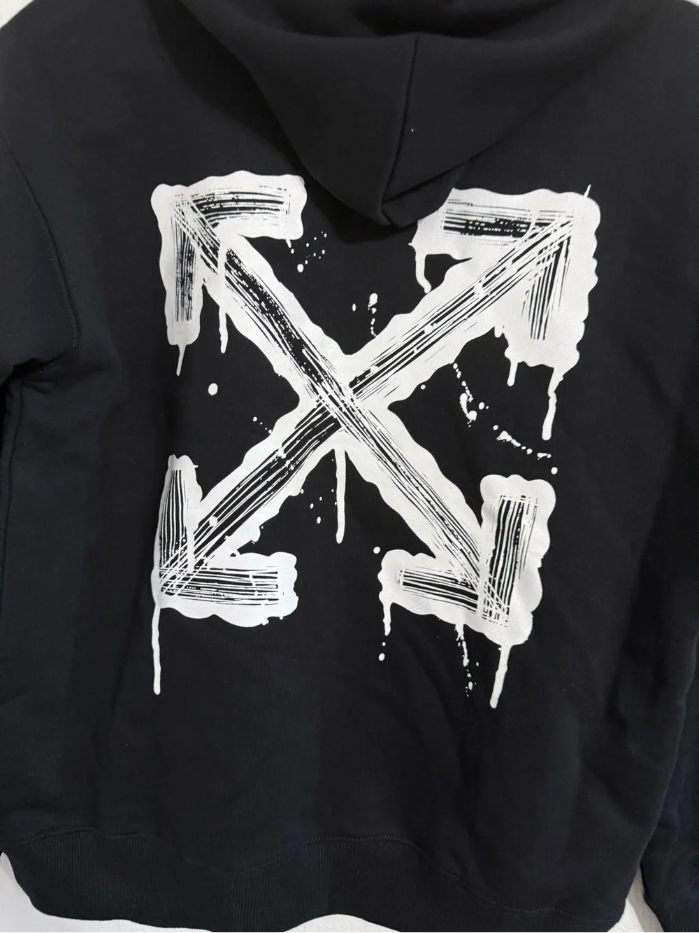 OFF-WHITE VIRGIL ABLOH KIDS PRINT HOODIE SWEATSHIRT BLACK MEDIUM 10-12